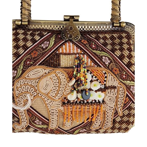Vintage Beaded Elephant Statement Bag | Detachable Chain | Resort Glam